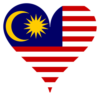 Malaysian Flag Heart Shaped Graphic