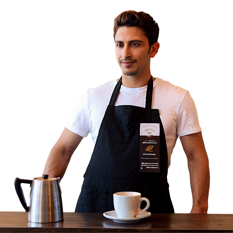 Male Barista Serving Coffee Png Xac97