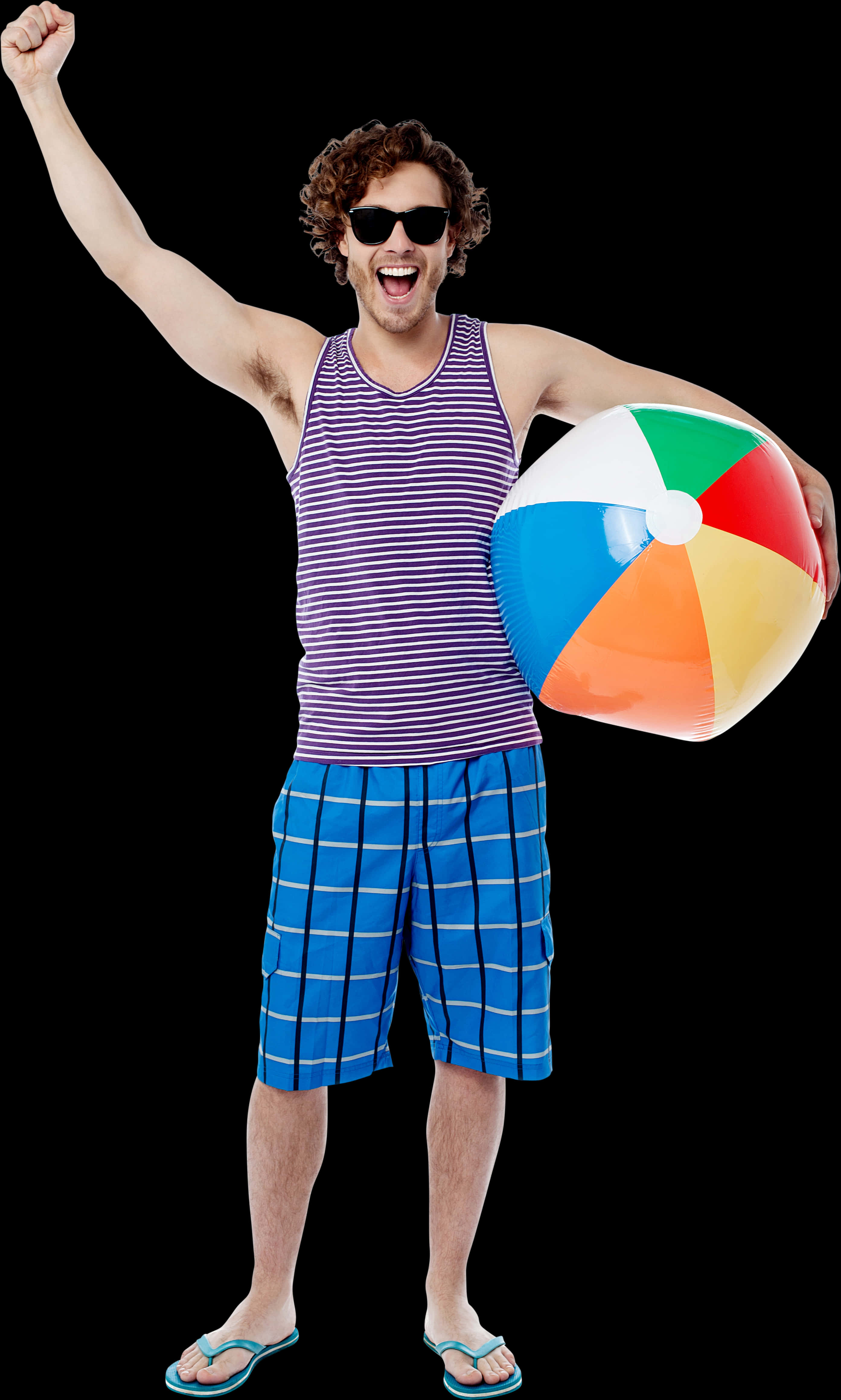 Man Celebrating With Beach Ball