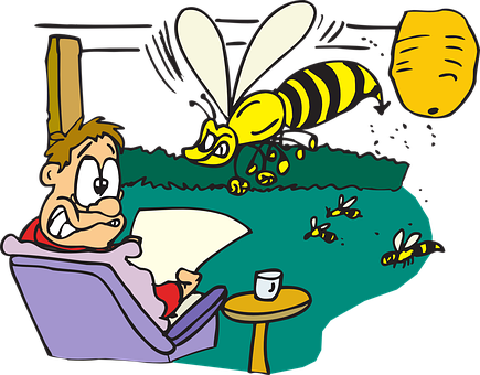 Man Disturbedby Bees Cartoon