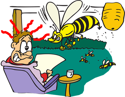 Man Disturbedby Bees While Reading