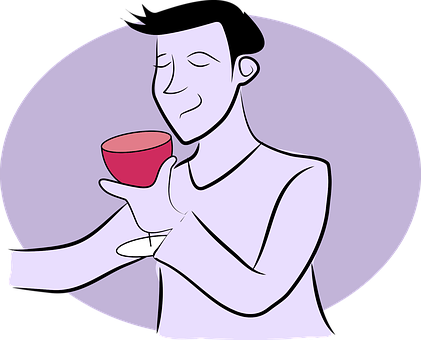 Man Enjoying Wine Cartoon