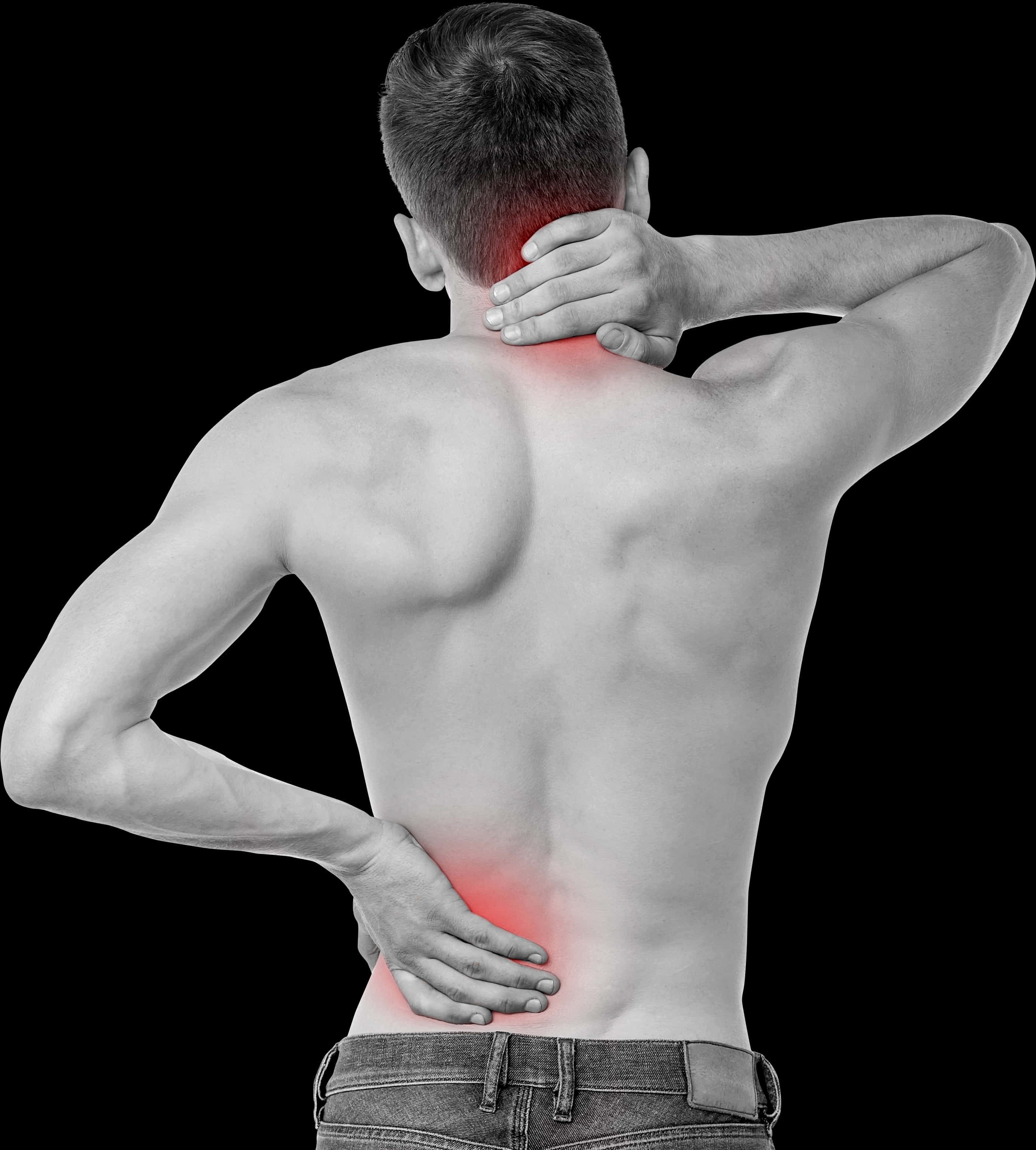 Man Experiencing Neckand Lower Back Pain