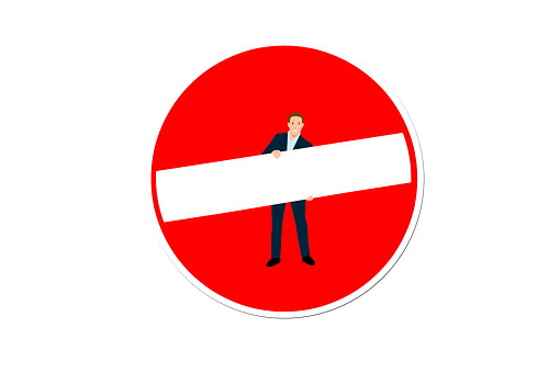 Man Holding Blank Sign No Entry Symbol