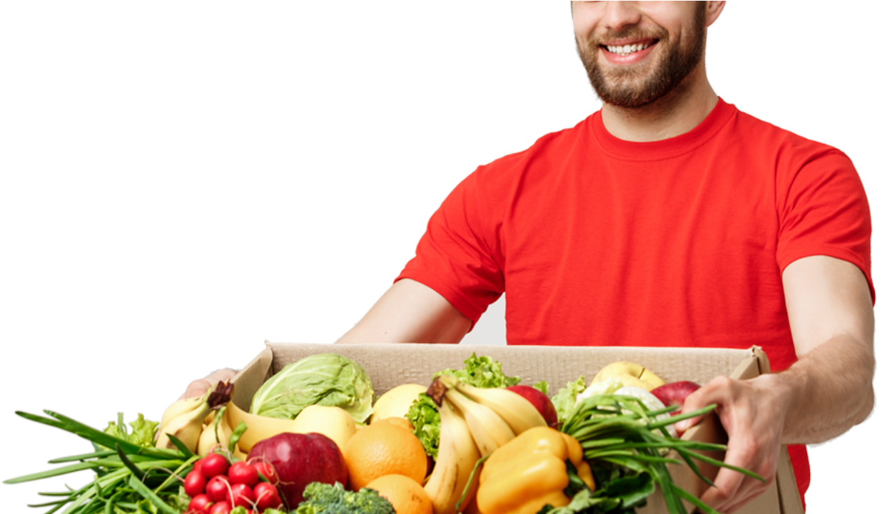 Man Holding Fresh Vegetables Box