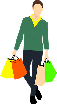 Man Holding Shopping Bags Vector