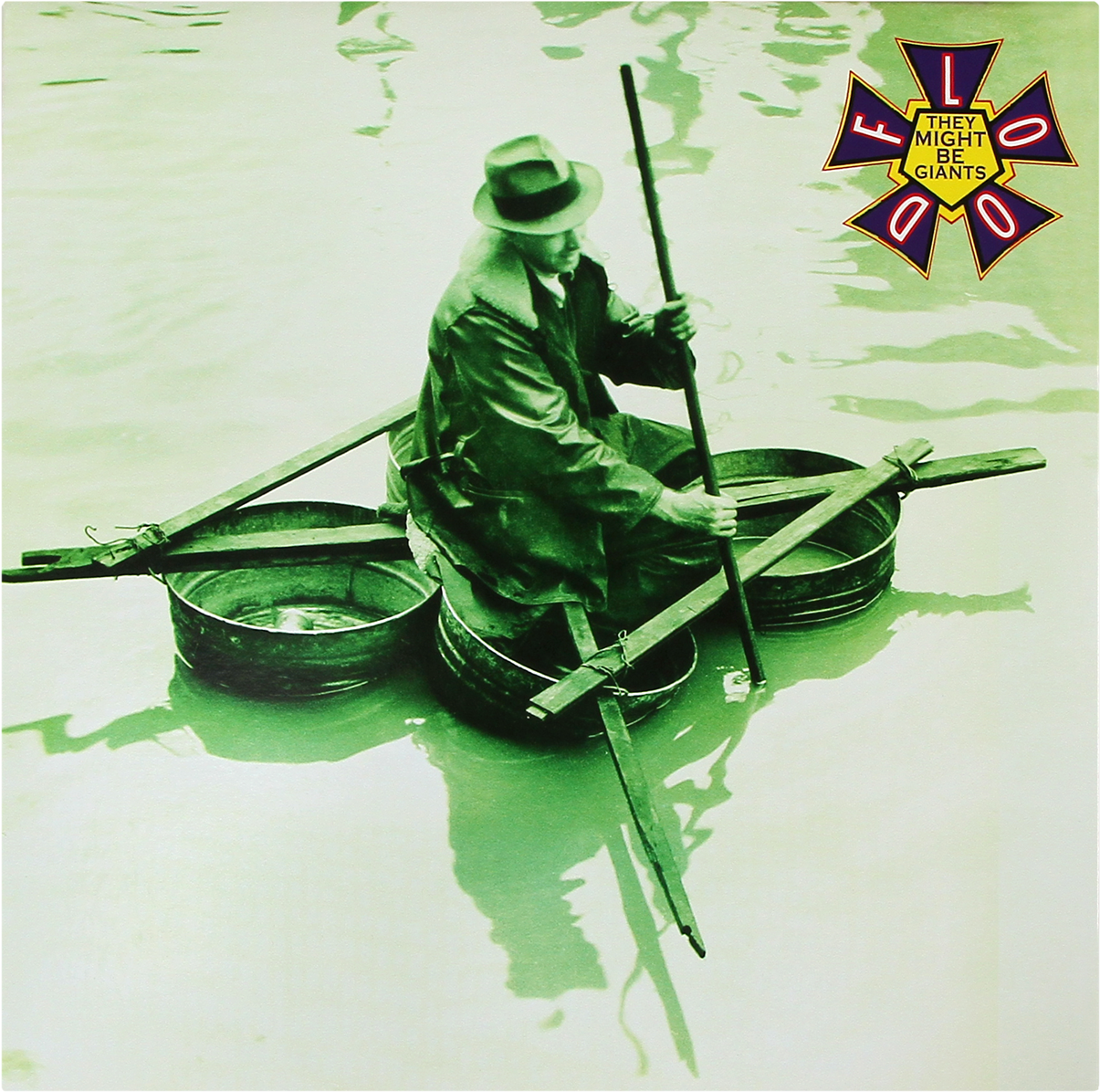 Man Paddling Coracles Flood