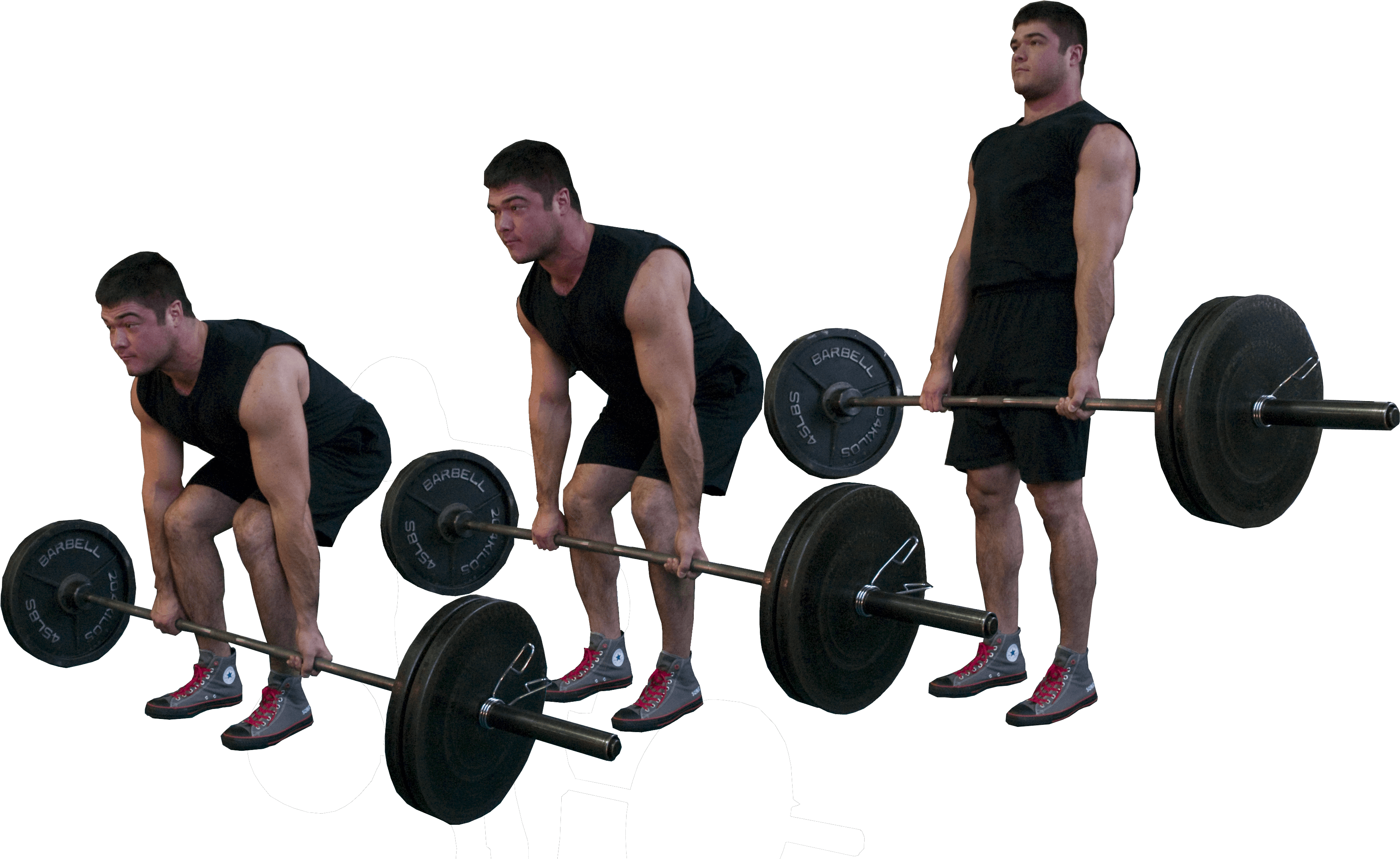 Man Performing Barbell Deadlift Sequence