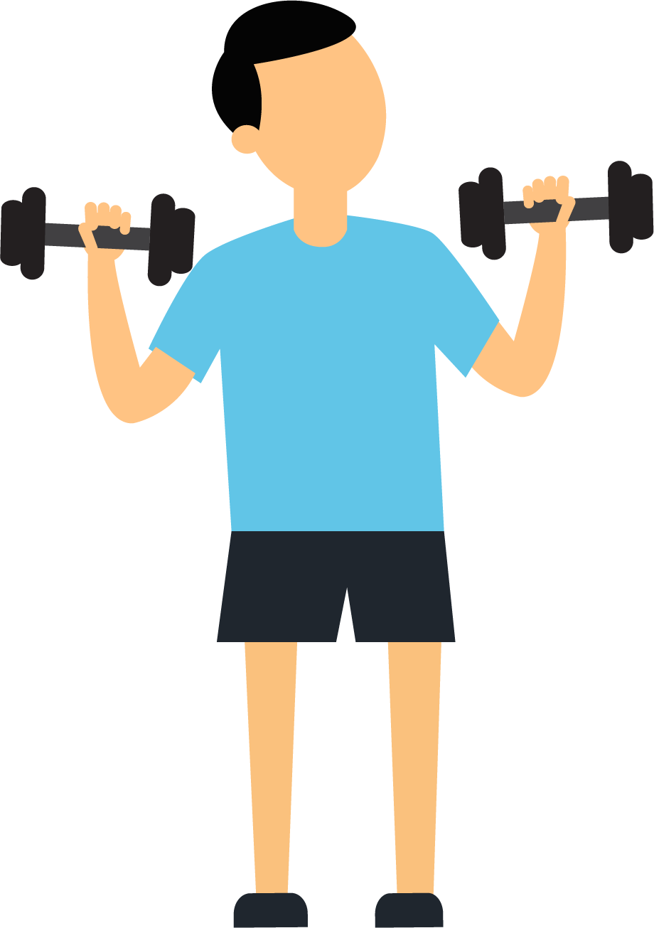 Man Performing Bicep Curls With Dumbbells