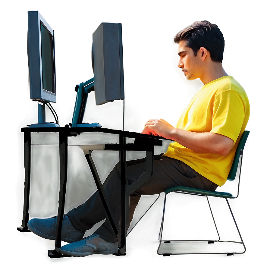 Man Sitting At Computer Png 06122024