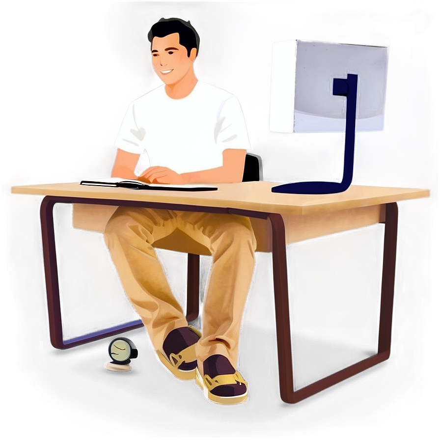 Man Sitting At Desk Png Afn