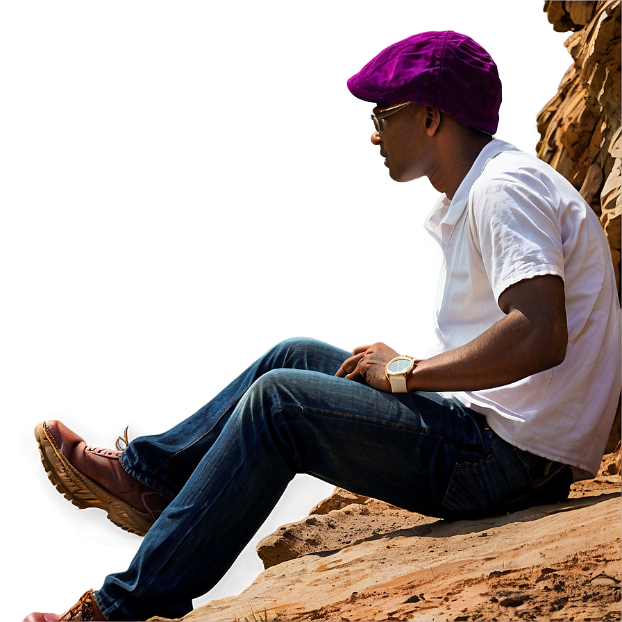 Man Sitting On Cliff Png Jgd72