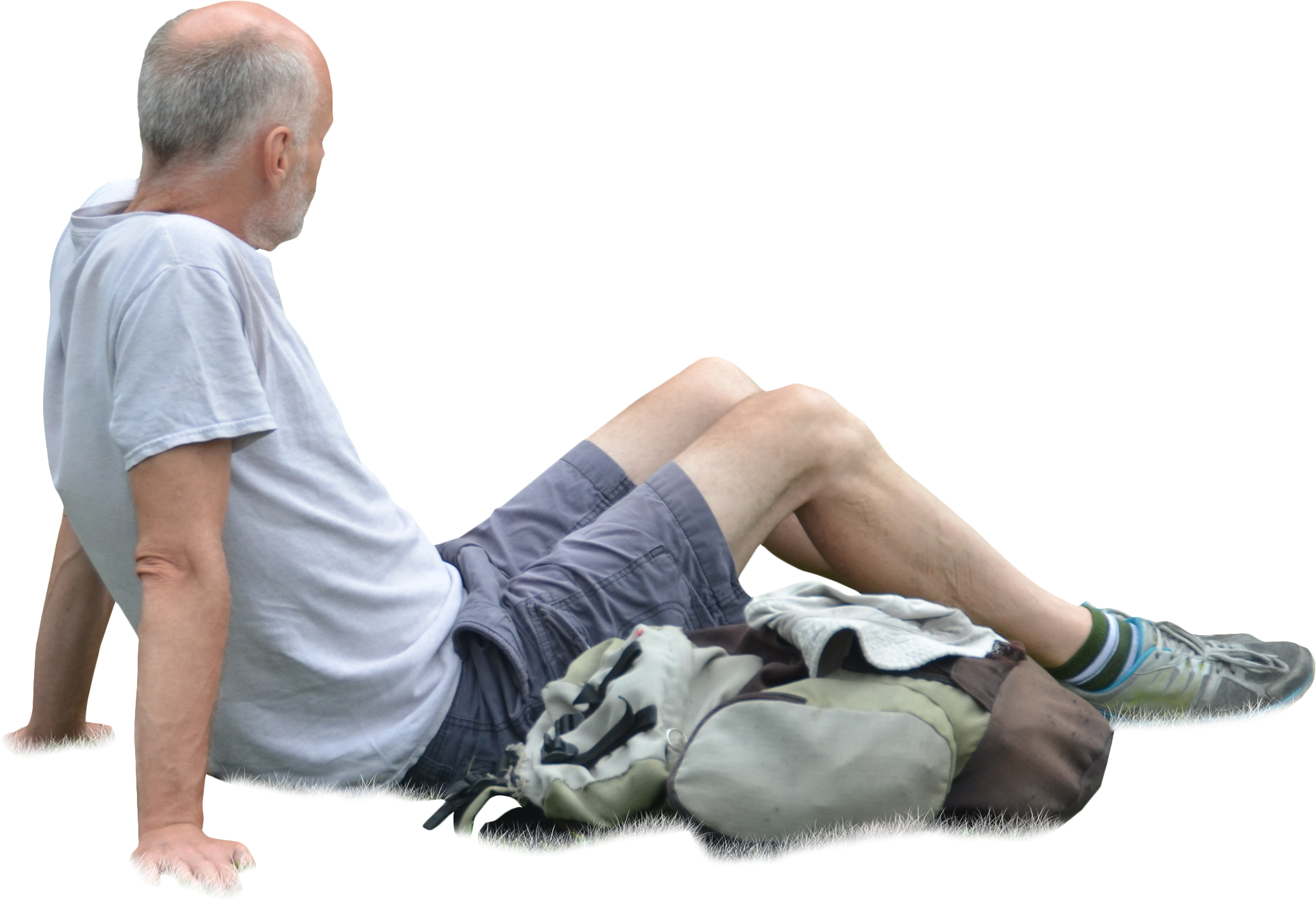 Man Sitting Outdoors Casual Attire