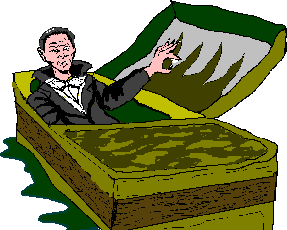 Man Waking Up In Coffin Illustration