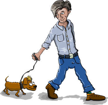 Man Walking Dog Cartoon