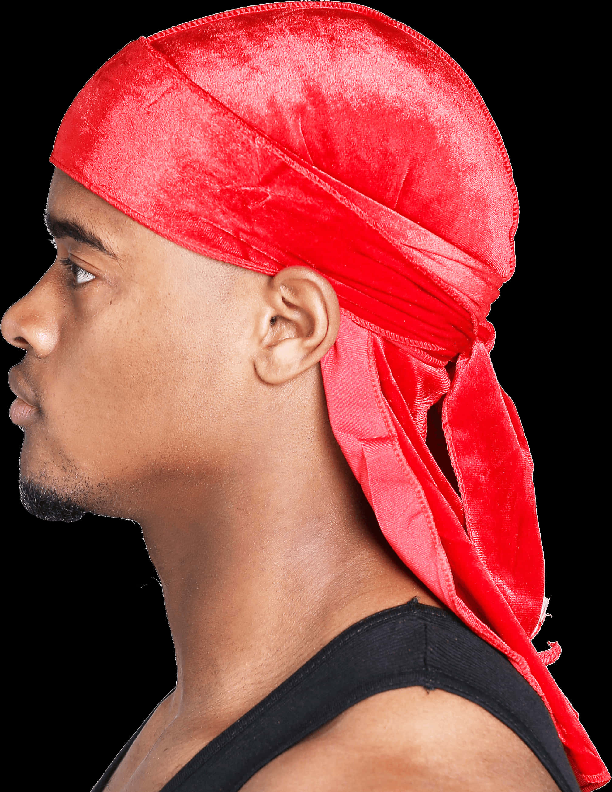 Man Wearing Red Durag Profile View