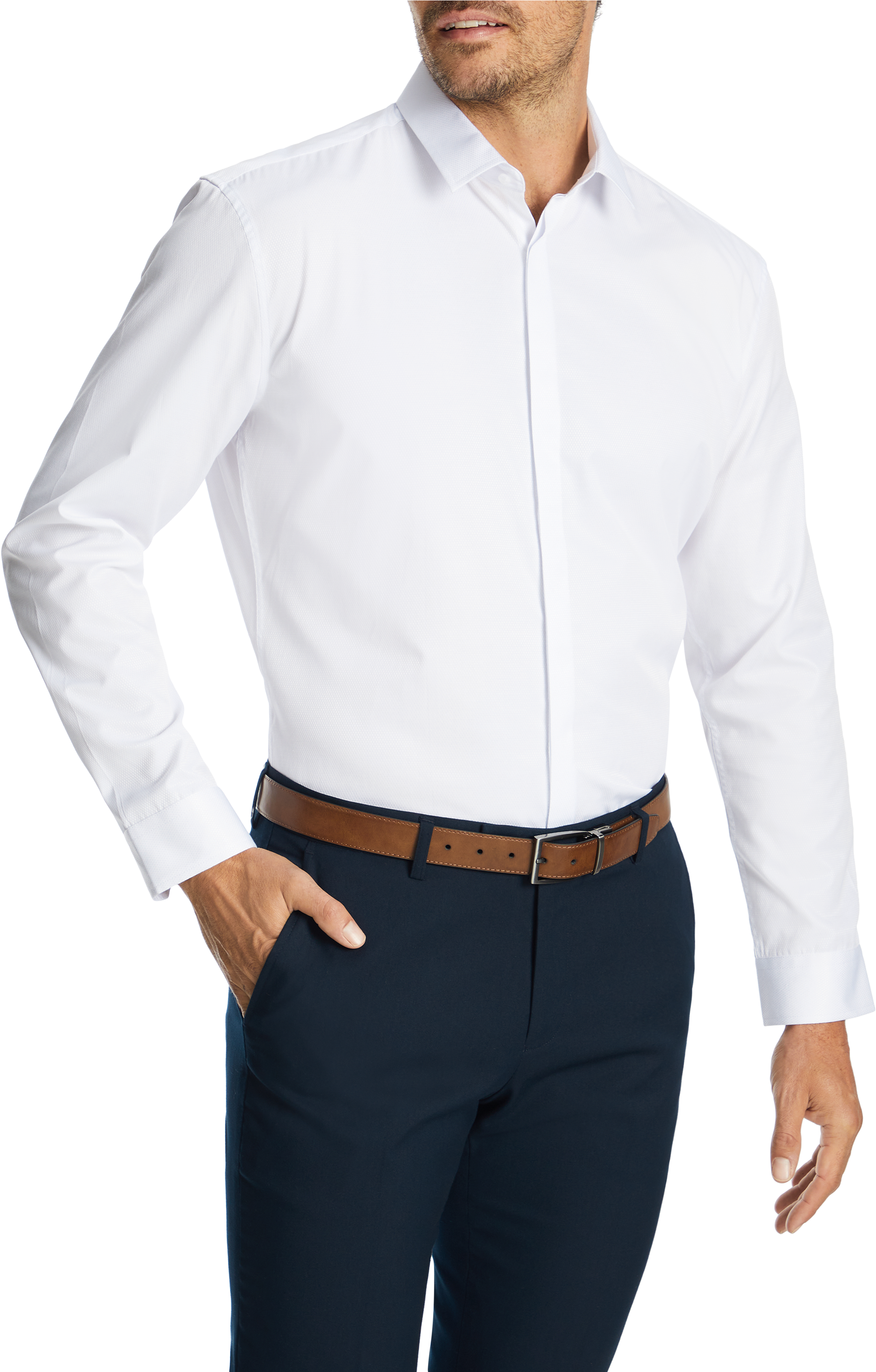 Manin Formal Attire White Shirt Navy Pants