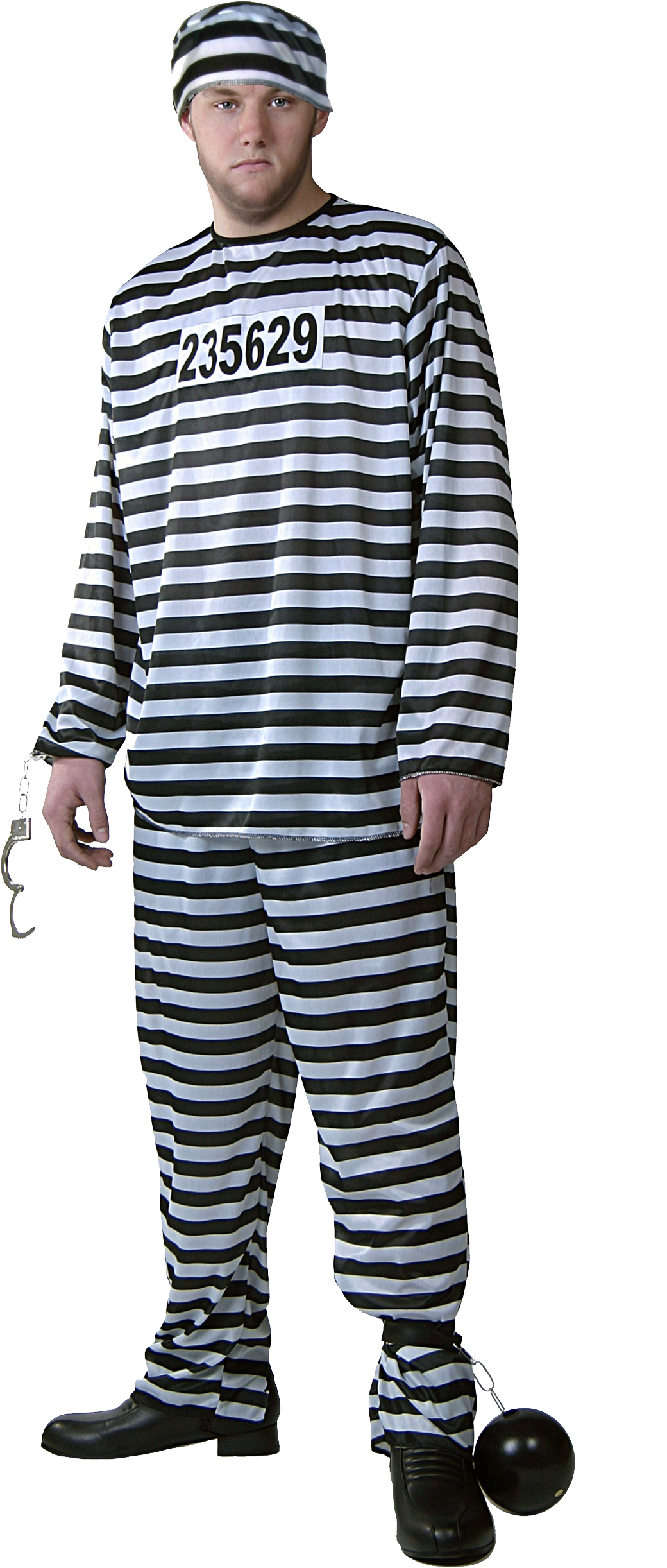 Manin Striped Prison Uniformwith Balland Chain