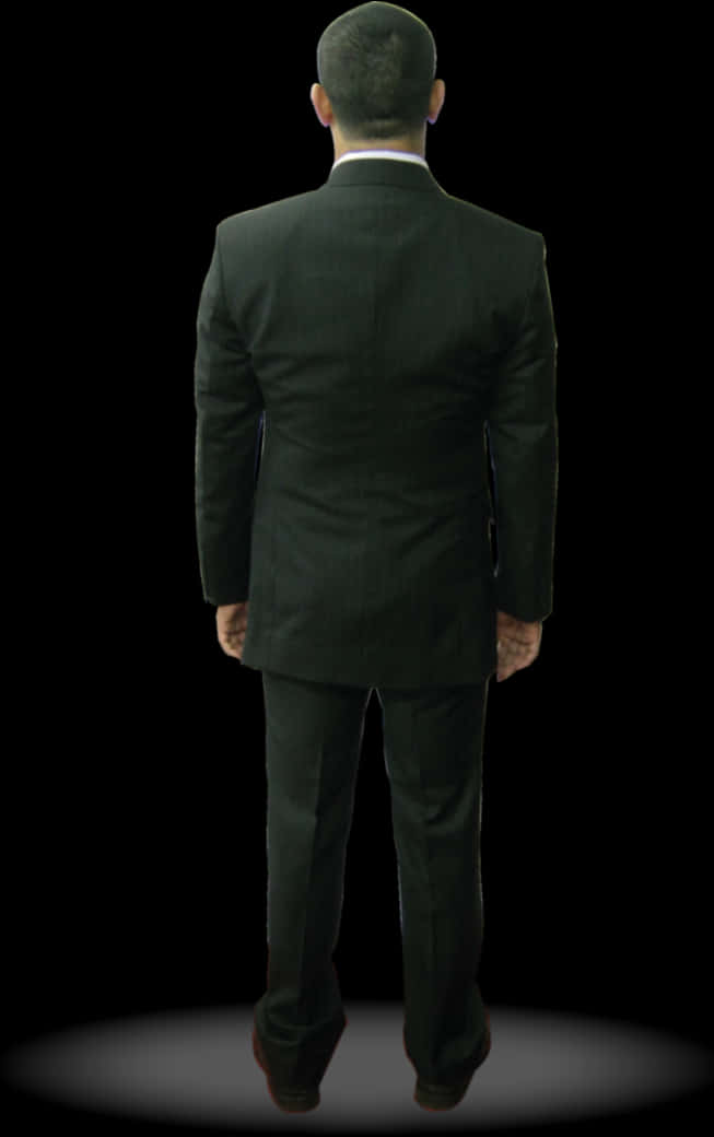 Manin Suit Standing Back View