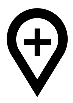 Map Pin Location Iconwith Cross