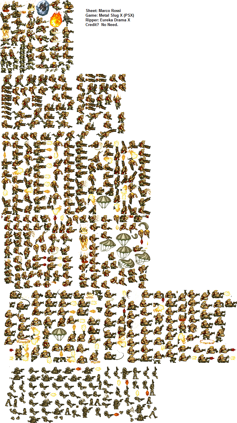 Marco Rossi Metal Slug Sprite Sheet