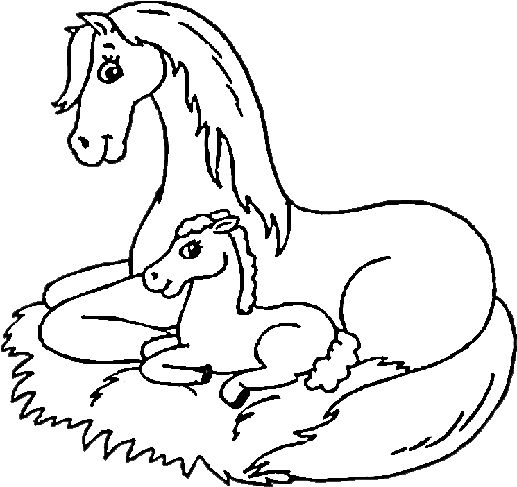 Mare_and_ Foal_ Coloring_ Page