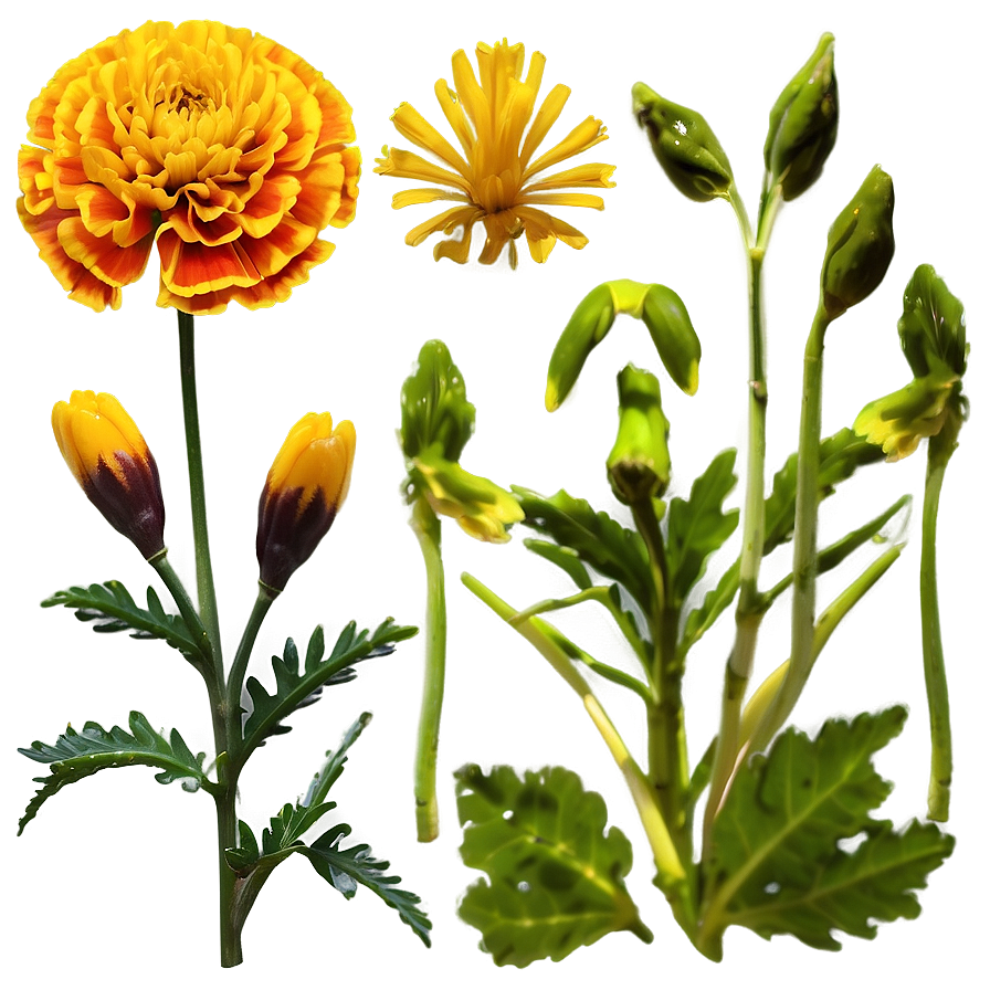 Marigold Floral Design Png 10