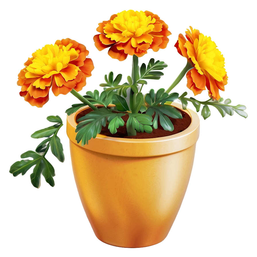 Marigolds In Pot Png 06132024