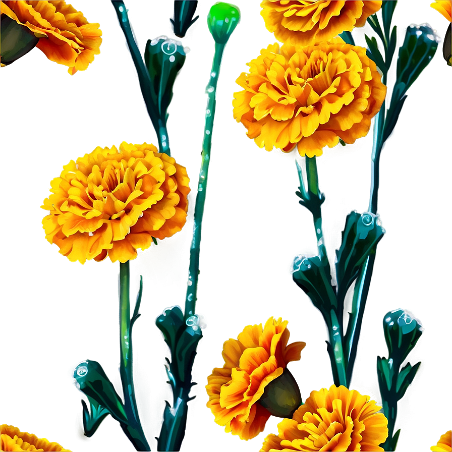 Marigolds With Morning Dew Png Cvk13