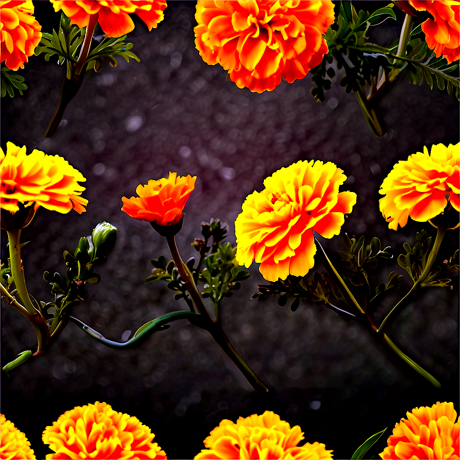 Marigolds With Morning Dew Png Gnu50