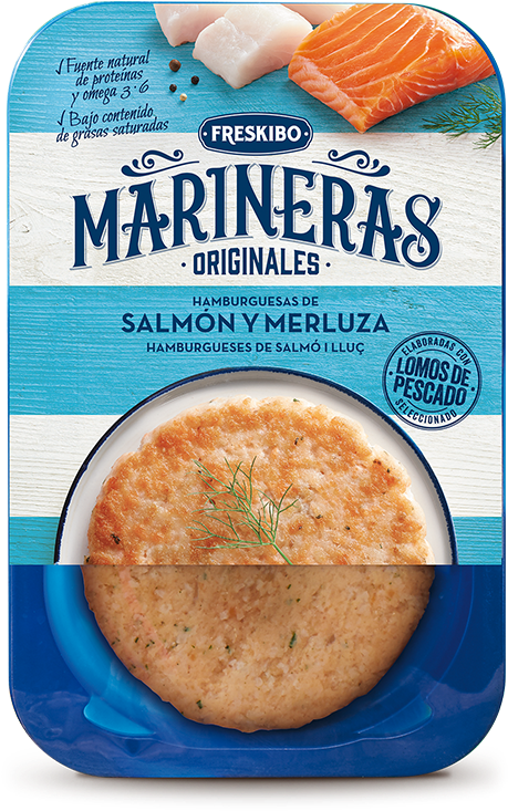 Marineras Salmon Merluza Fish Burgers Packaging