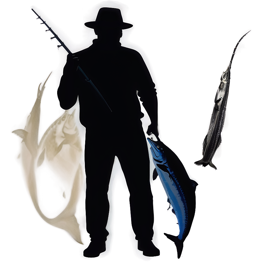 Marlin Fisherman Silhouette Png Xpk