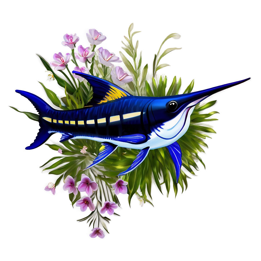 Marlin With Flowers Png 40