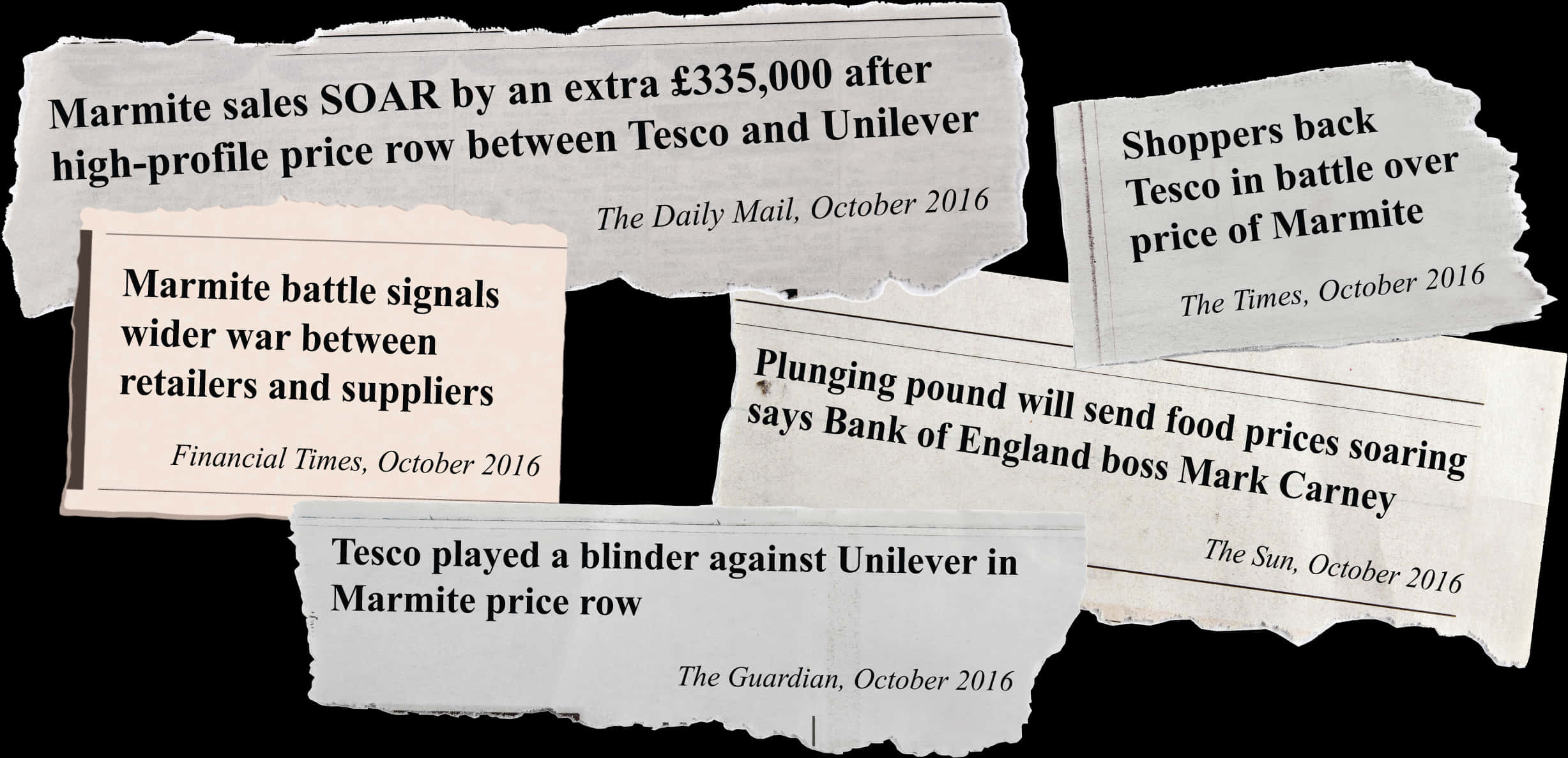 Marmite Price Dispute Newspaper Clippings2016