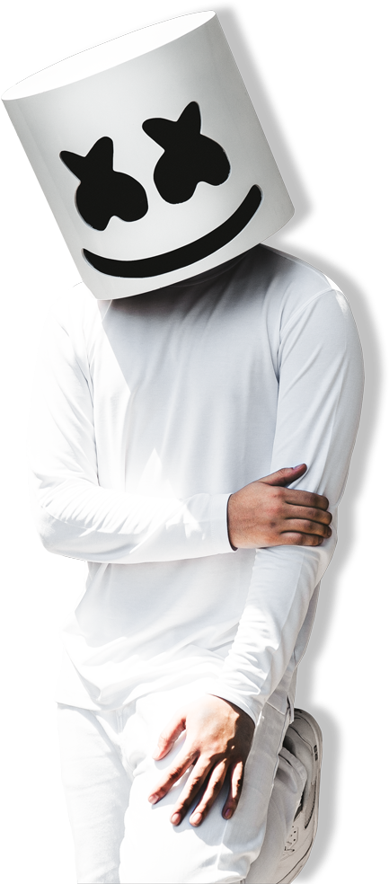 Marshmello D J Pose White Outfit