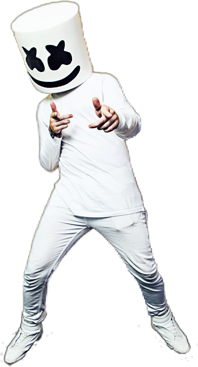 Marshmello D J Pose White Outfit