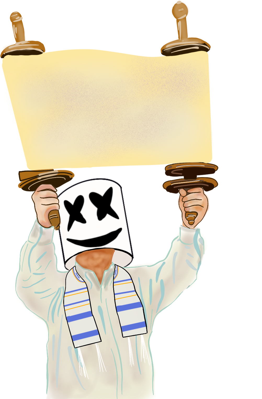 Marshmello Holding Blank Scroll