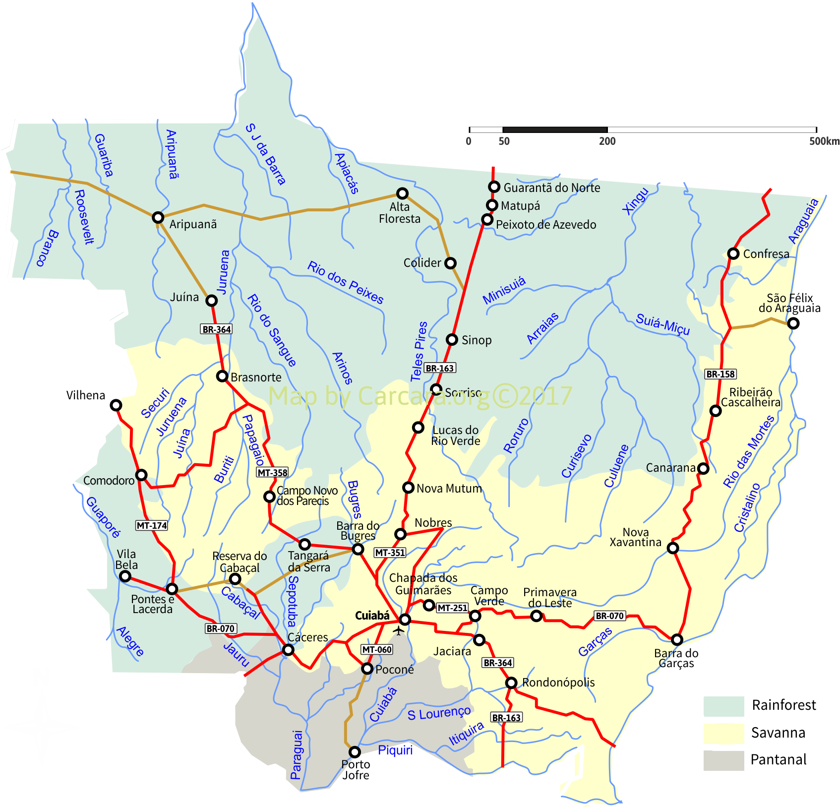 Mato Grosso Brazil Ecoregions Map2017