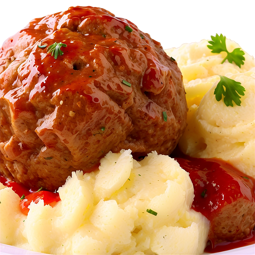 Meatball With Mashed Potatoes Png Pbm