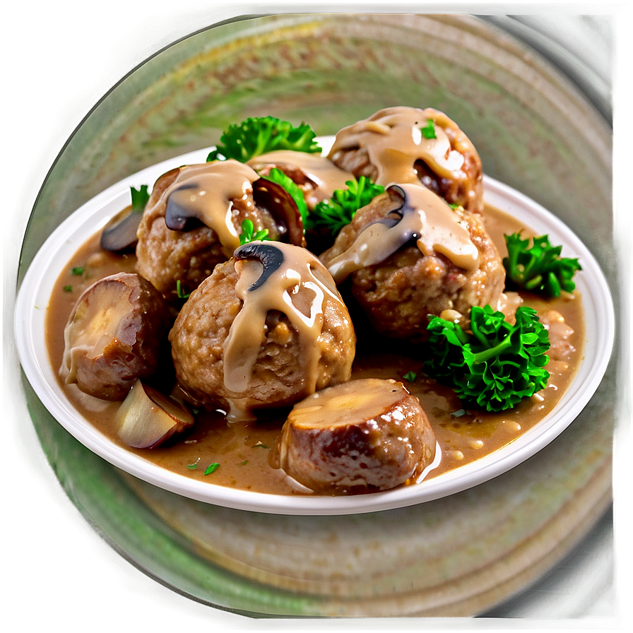 Meatball With Mushroom Gravy Png 71