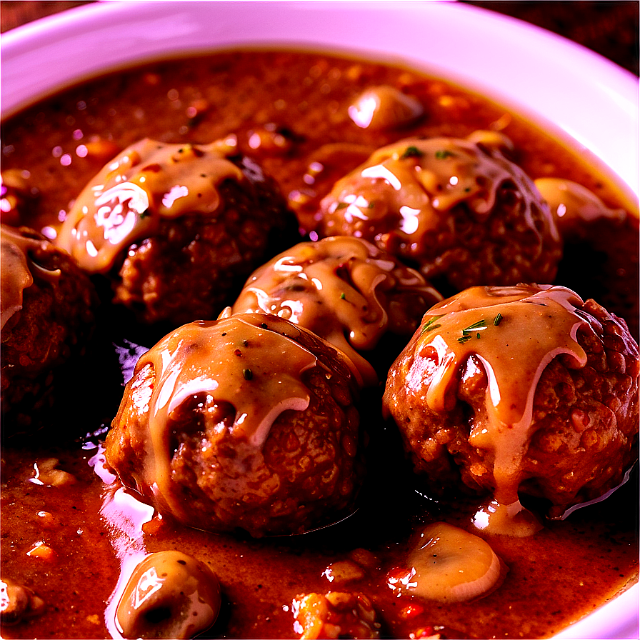 Meatball With Mushroom Gravy Png Sqw