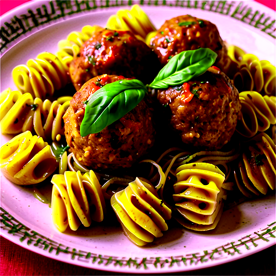 Meatball With Pesto Pasta Png 47