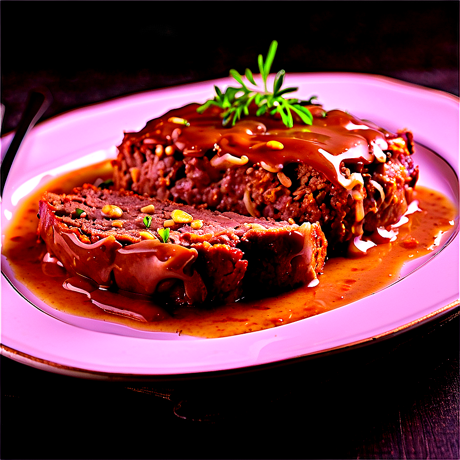 Meatloaf With Mushroom Gravy Png Lck82