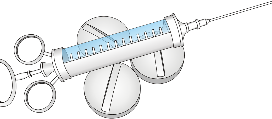 Medical Syringeand Scissors Illustration