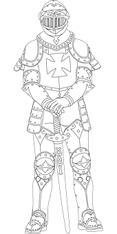 Medieval Knight Line Art