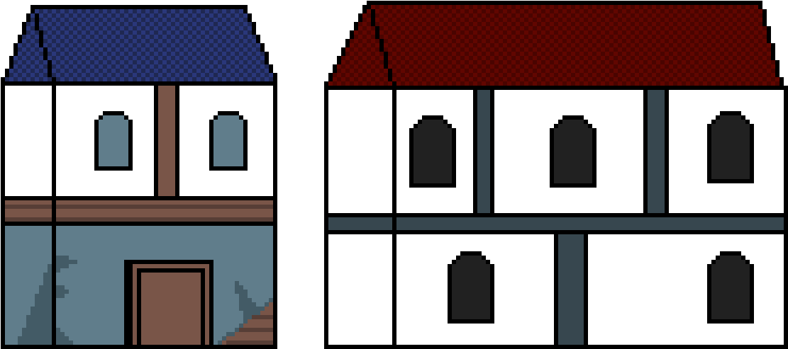 Medieval Pixel Art Townhouses