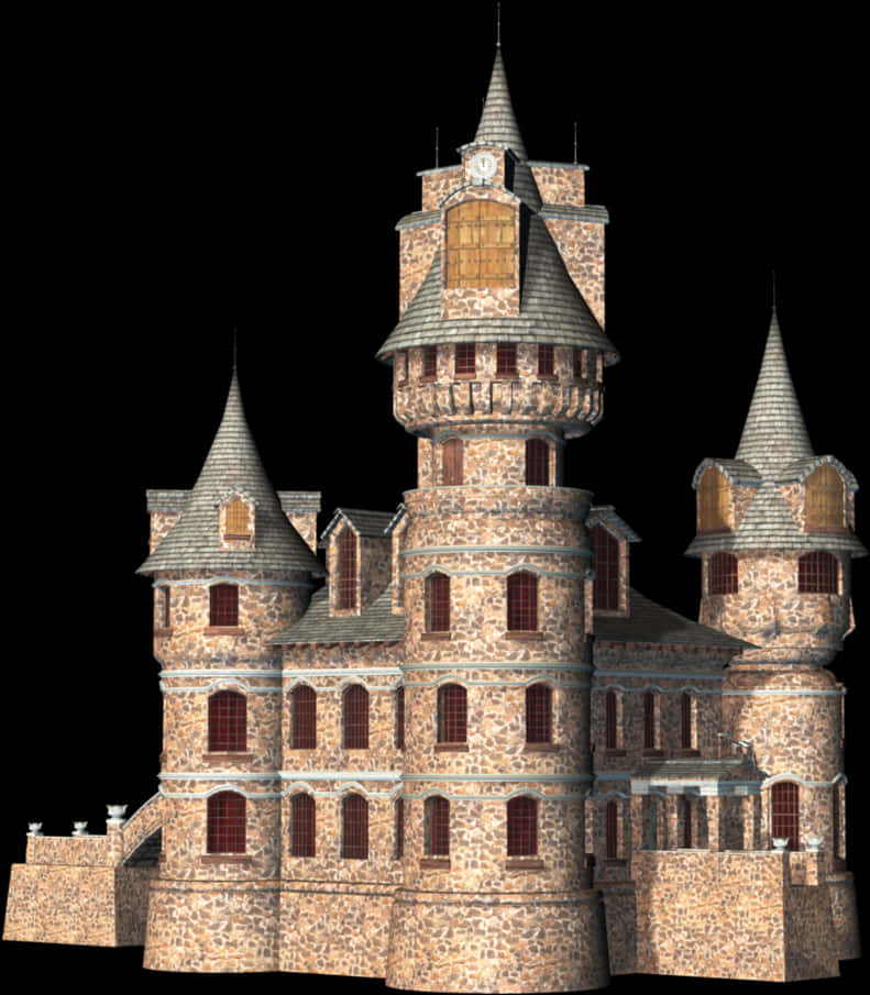 Medieval Stone Castle3 D Model