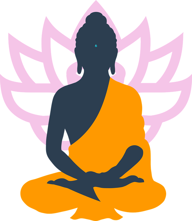 Meditating Buddha Silhouette Lotus Background