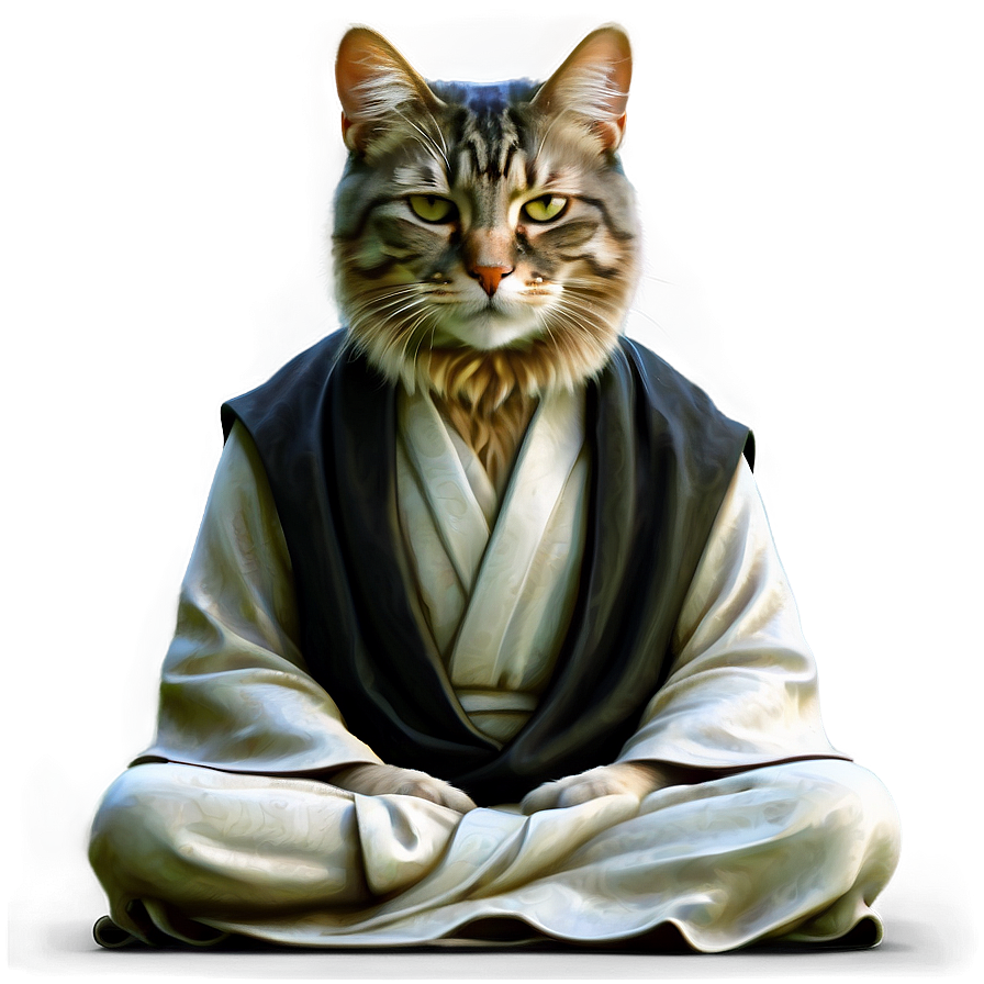 Meditating Zen Master Cat Vector Png 94