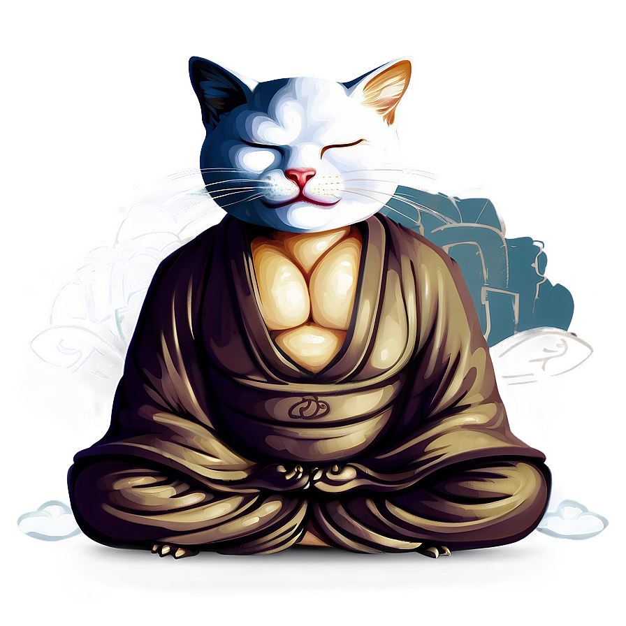 Meditating Zen Master Cat Vector Png Hbi47